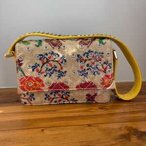 Vera Bradley Multicolor Patterned Shoulder Bag with Yellow Strap